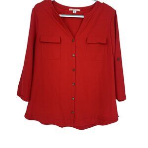 41 Hawthorn Button-down Shirt 3/4 tab sleeves Red Size XL
